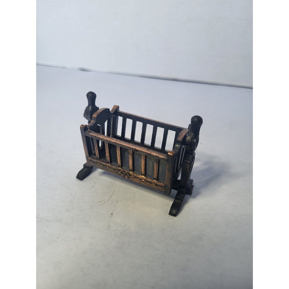 Vintage 1970's Durham Industries Miniature Metal Crib Dollhouse Cradle